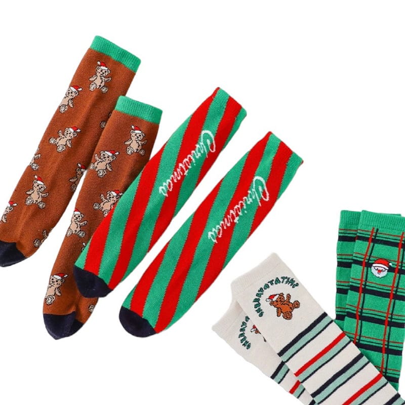 Dudie - Korean Children Fashion - #littlefashionista - Merry Santa Socks Set - 3