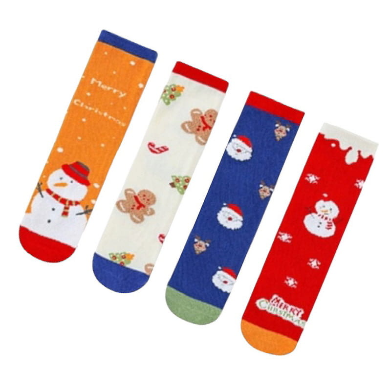 Dudie - Korean Children Fashion - #magicofchildhood - Merry Snow Man Socks Set - 4