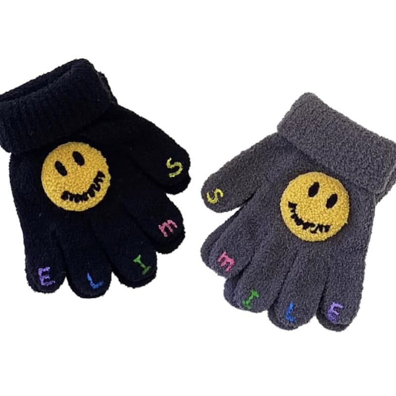 Dudie - Korean Children Fashion - #minifashionista - Lettering Smile Gloves - 3