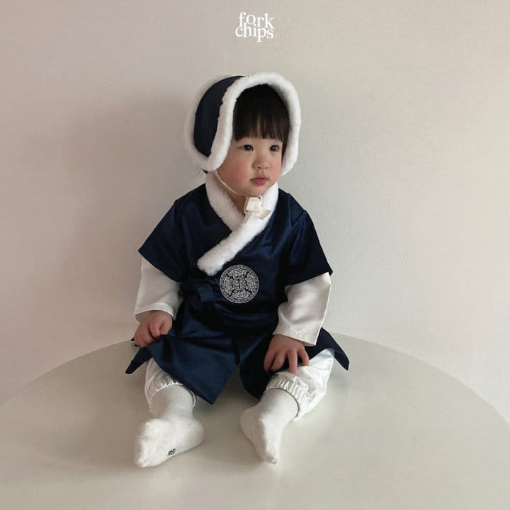 Fork Chips - Korean Baby Fashion - #babyoutfit - New Year's Dress Ear Muffler  - 9