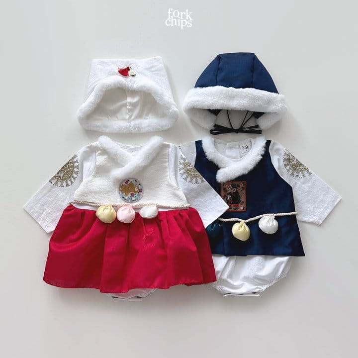 Fork Chips - Korean Baby Fashion - #babywear - New Year's Dress Gonji Bonnet  - 7