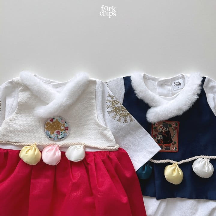 Fork Chips - Korean Baby Fashion - #onlinebabyboutique - Yeonji Gonji Girl Hanbok - 9