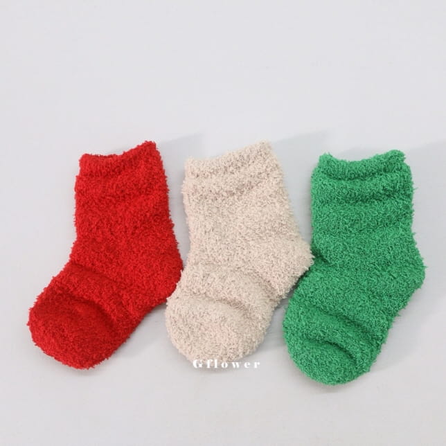 G Flower - Korean Baby Fashion - #babygirlfashion - Sleep Christmas Pink Socks Set