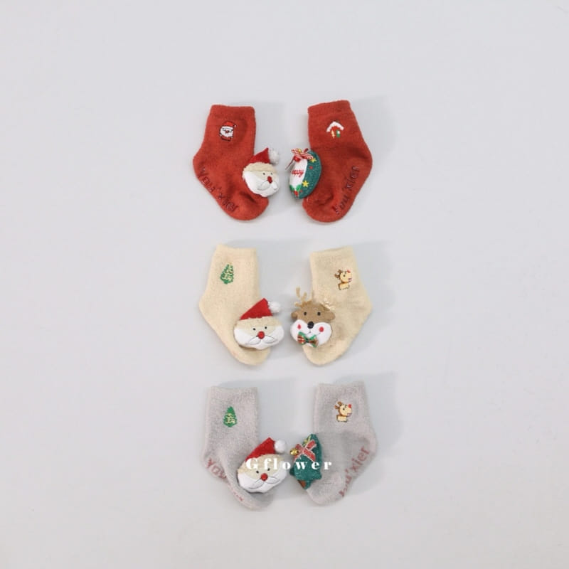 G Flower - Korean Baby Fashion - #babyoutfit - Baby Christmas Socks  - 2