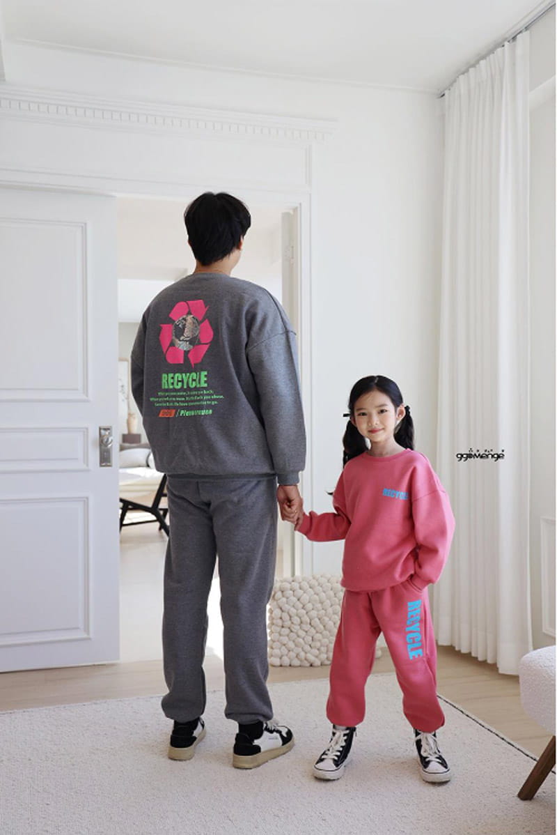 Ggomenge - Korean Children Fashion - #kidzfashiontrend - Adult Recycle Fleece Top Bottom Set - 8