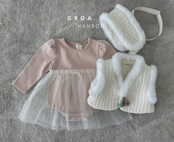 Groa - Korean Baby Fashion - #babyboutiqueclothing - Bebe Girl Hanbok Body Sha Suit Vest Set - 9