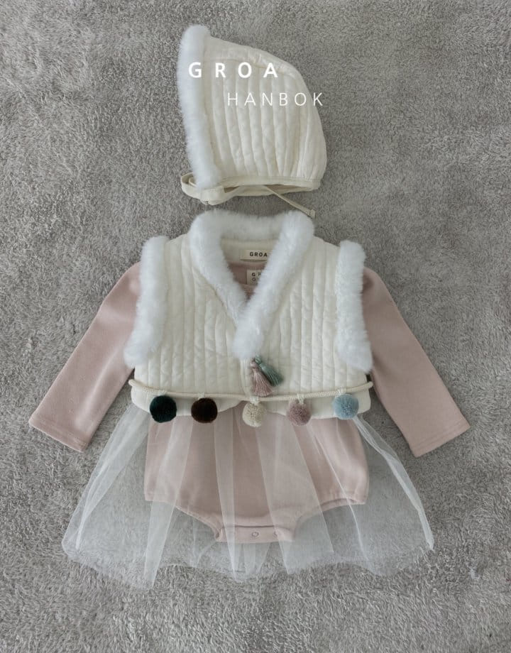 Groa - Korean Baby Fashion - #babyfashion - Bebe Girl Hanbok Body Sha Suit Vest Set - 11