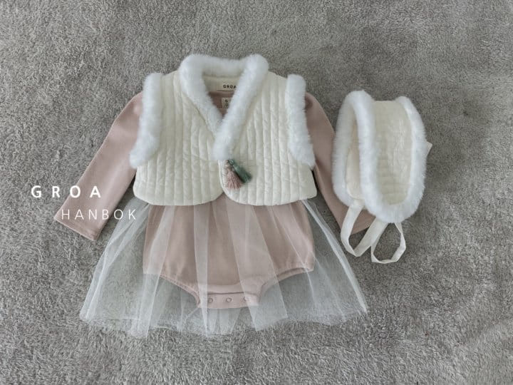 Groa - Korean Baby Fashion - #babyootd - Bebe Girl Hanbok Body Sha Suit Vest Set