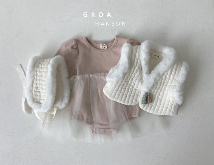 Groa - Korean Baby Fashion - #babyoutfit - Bebe Girl Hanbok Body Sha Suit Vest Set - 2