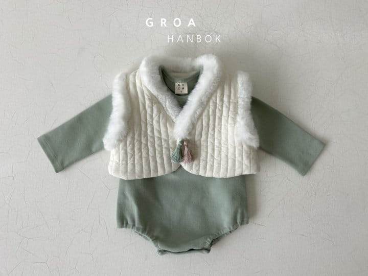 Groa - Korean Baby Fashion - #babyoutfit - Boy Hanbok Body Suit Vest Set