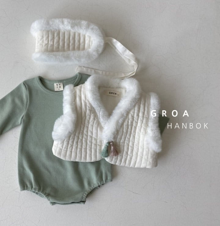 Groa - Korean Baby Fashion - #babyoutfit - Boy Hanbok Body Suit Vest Set - 2