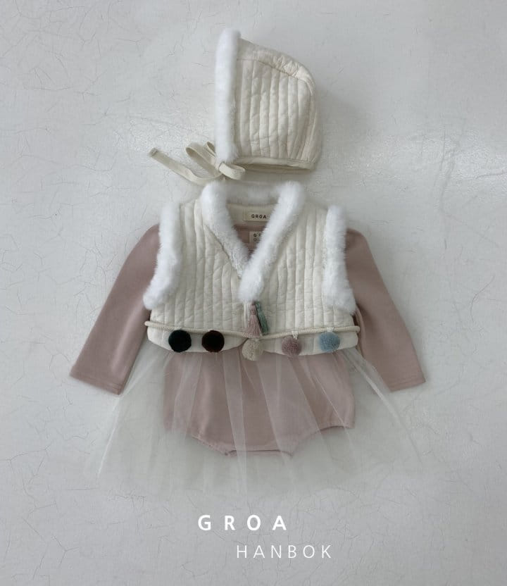 Groa - Korean Baby Fashion - #onlinebabyboutique - Bebe Girl Hanbok Body Sha Suit Vest Set - 5
