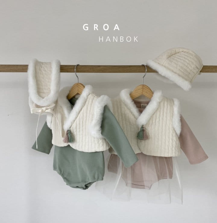 Groa - Korean Baby Fashion - #onlinebabyshop - Bebe Girl Hanbok Body Sha Suit Vest Set - 6