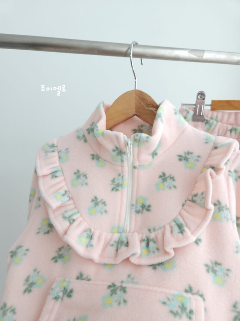 Joy ello - Korean Children Fashion - #Kfashion4kids - Flower Fleece Top Bottom Set - 3