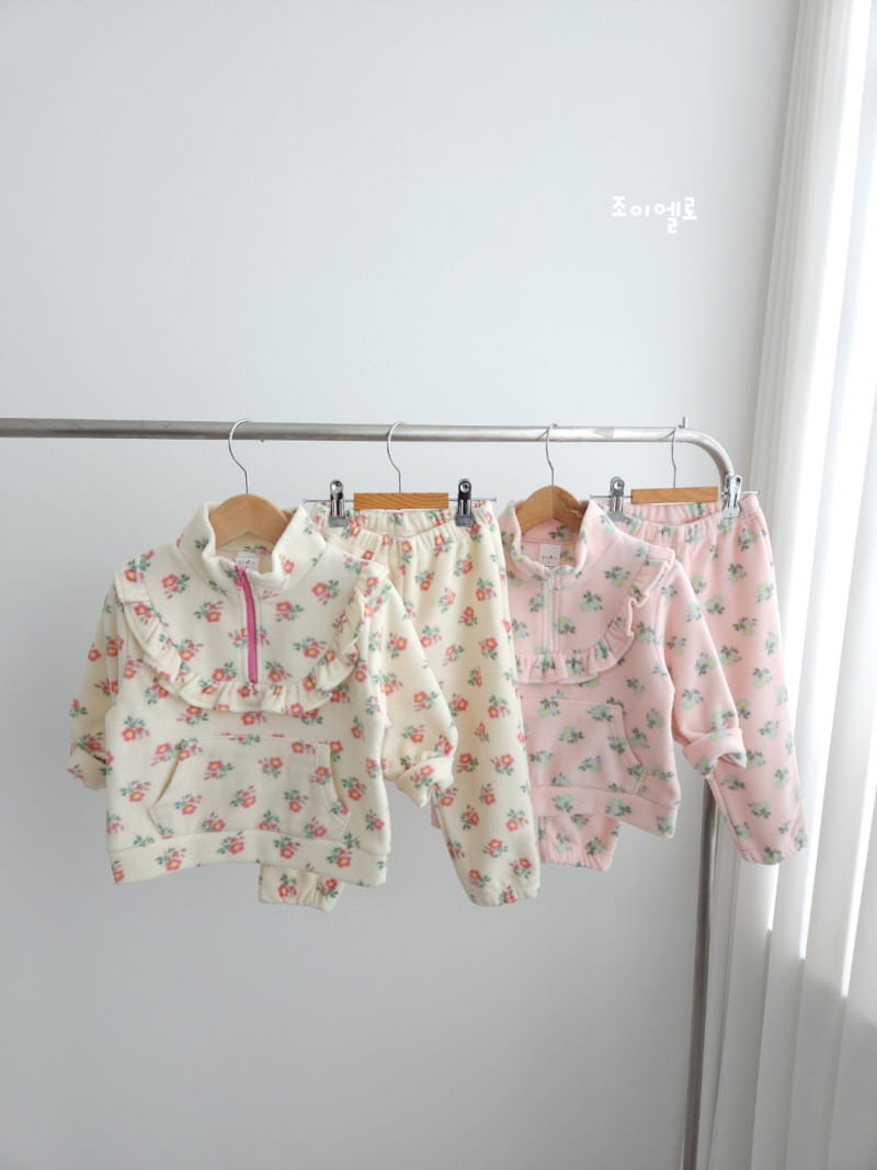 Joy ello - Korean Children Fashion - #kidsstore - Flower Fleece Top Bottom Set