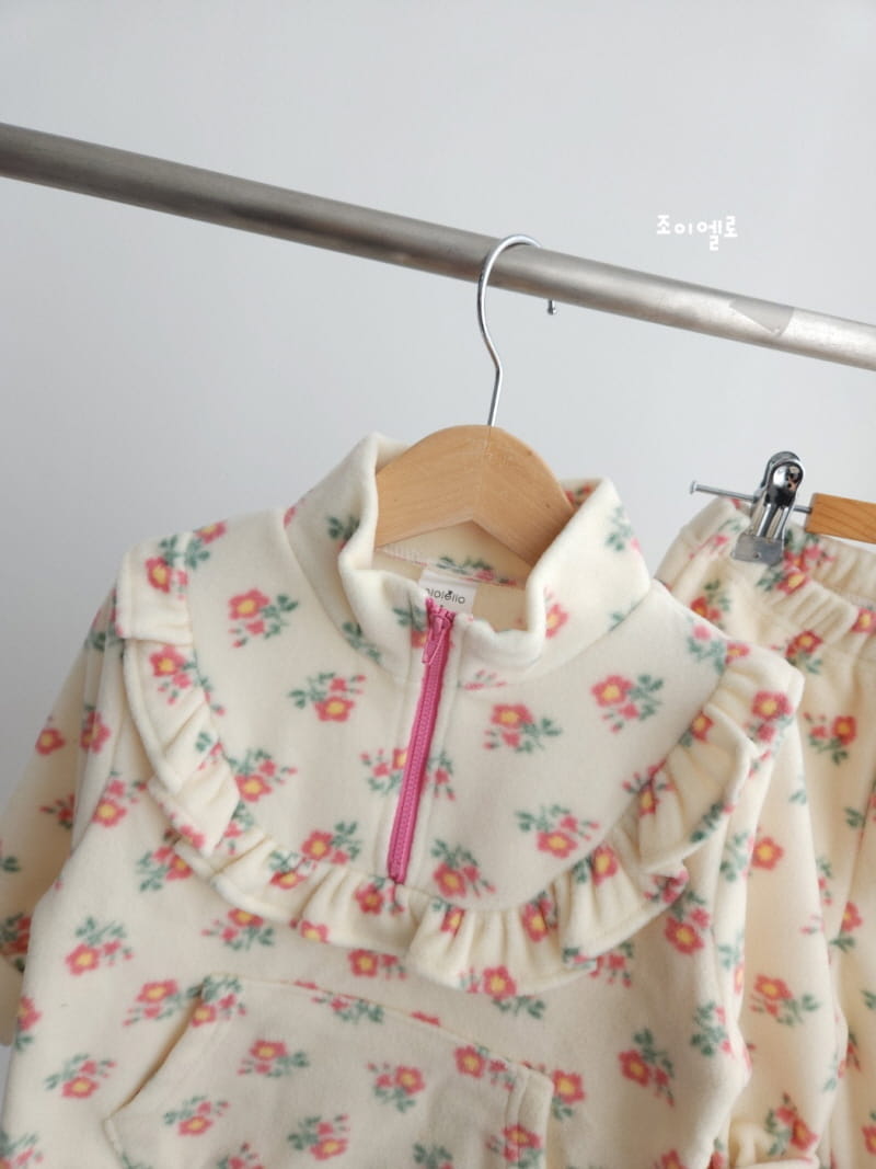 Joy ello - Korean Children Fashion - #Kfashion4kids - Flower Fleece Top Bottom Set - 4