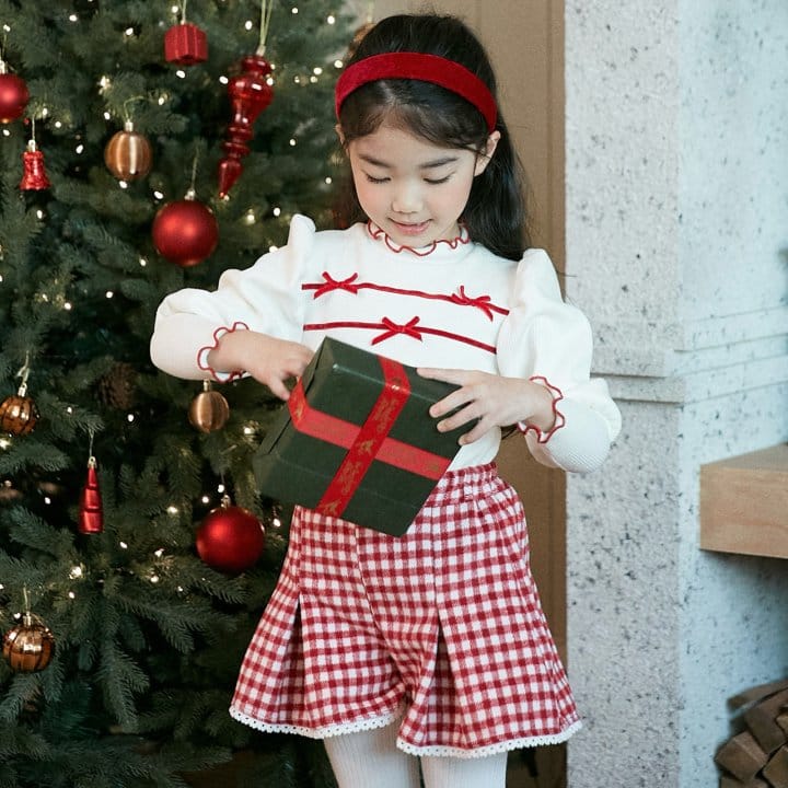 Lago - Korean Children Fashion - #designkidswear - Velvet Ribbon Puff Tee - 3