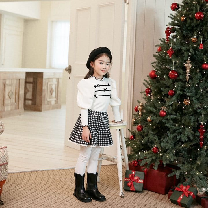 Lago - Korean Children Fashion - #designkidswear - Velvet Ribbon Puff Tee - 4
