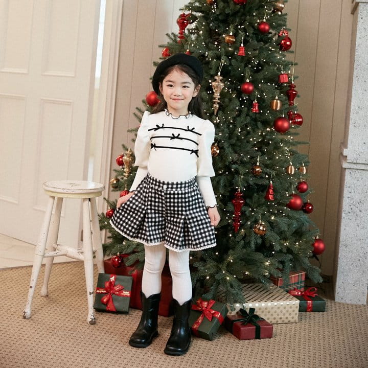 Lago - Korean Children Fashion - #fashionkids - Velvet Ribbon Puff Tee - 5