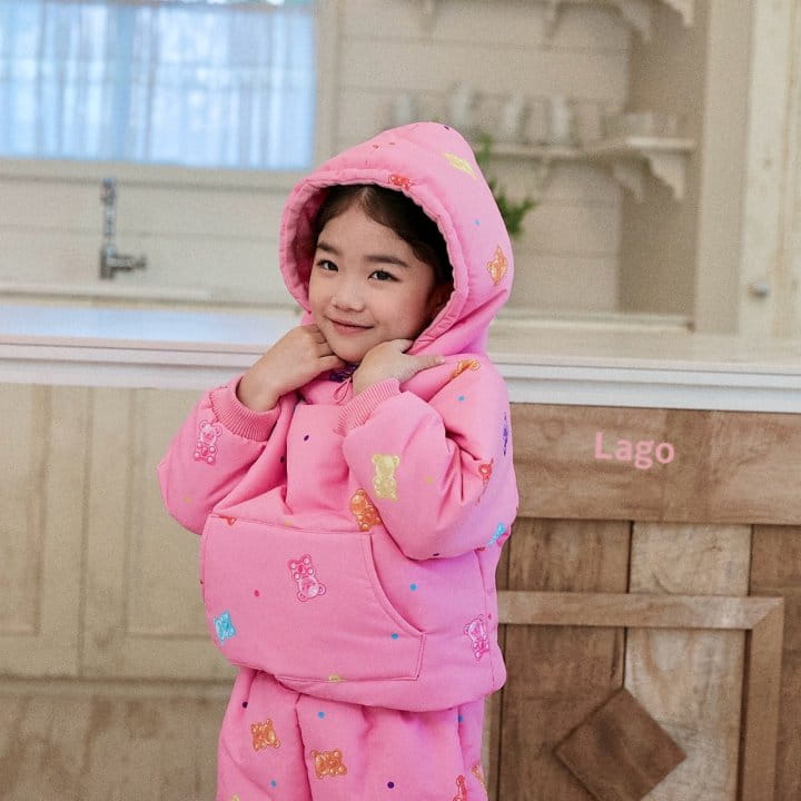 Lago - Korean Children Fashion - #fashionkids - Jelly Bear Ski Wear Top Bottom Set