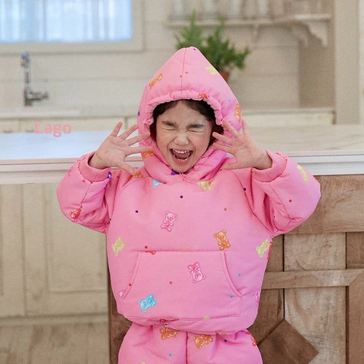 Lago - Korean Children Fashion - #kidsshorts - Jelly Bear Ski Wear Top Bottom Set - 2