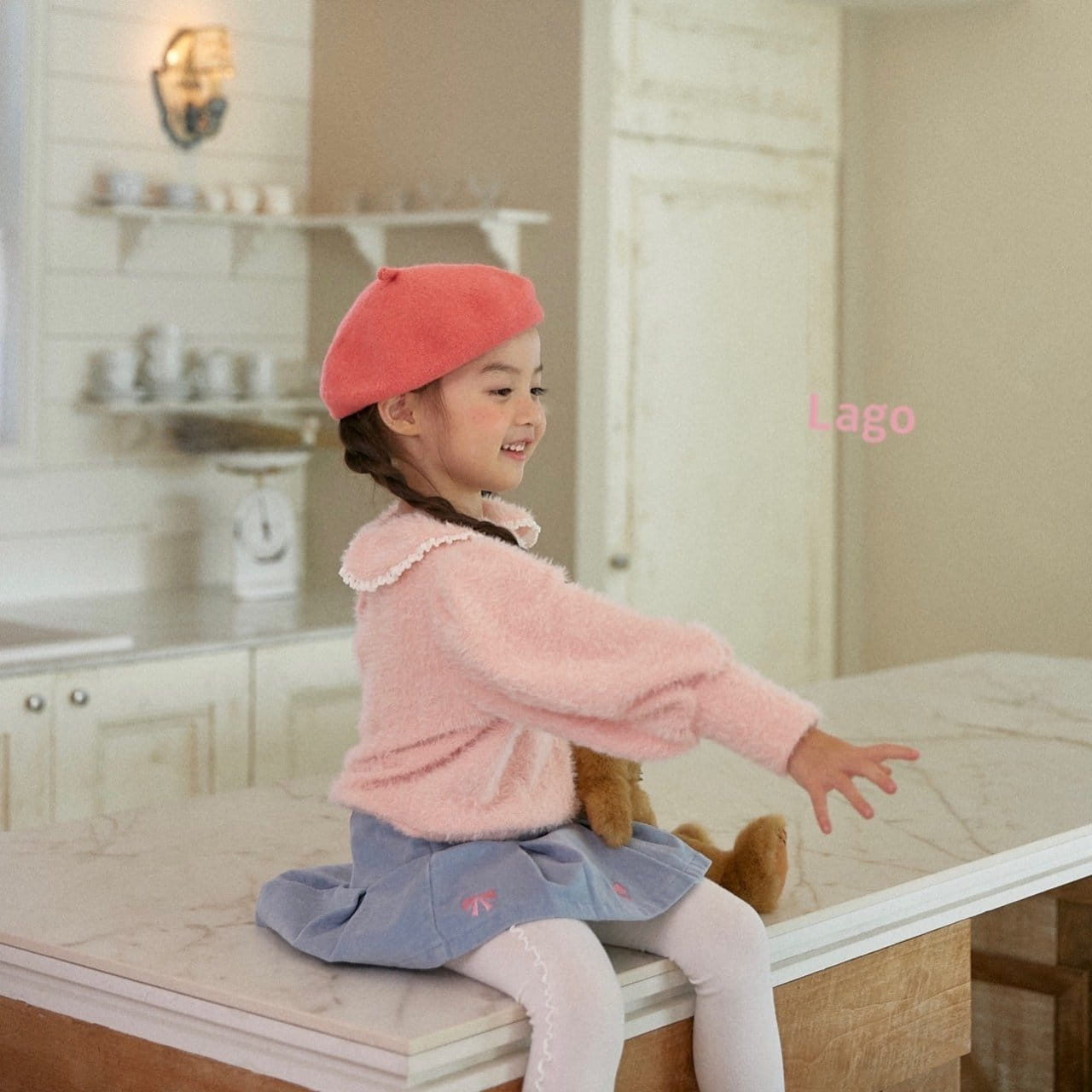 Lago - Korean Children Fashion - #kidsshorts - Mink Collar Puff Tee - 6