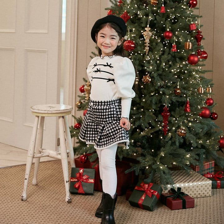 Lago - Korean Children Fashion - #kidsstore - Velvet Ribbon Puff Tee - 7