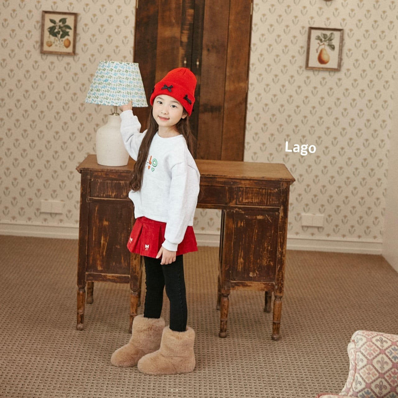 Lago - Korean Children Fashion - #kidsstore - Ribbon Fleece Rib Pleated Skirt - 3