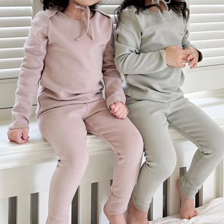 Le Bev - Korean Children Fashion - #kidzfashiontrend - Gold Stitch Twin Set