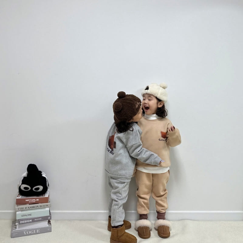 Little Rabbit - Korean Children Fashion - #Kfashion4kids - Fleece Cute Bear Top Bottom Set - 3