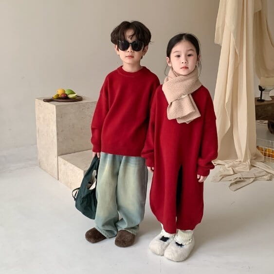 Little Rabbit - Korean Children Fashion - #childofig - Red Knit Tee - 4