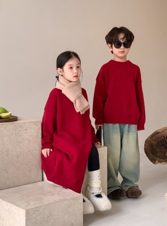 Little Rabbit - Korean Children Fashion - #designkidswear - Red Knit Tee - 5