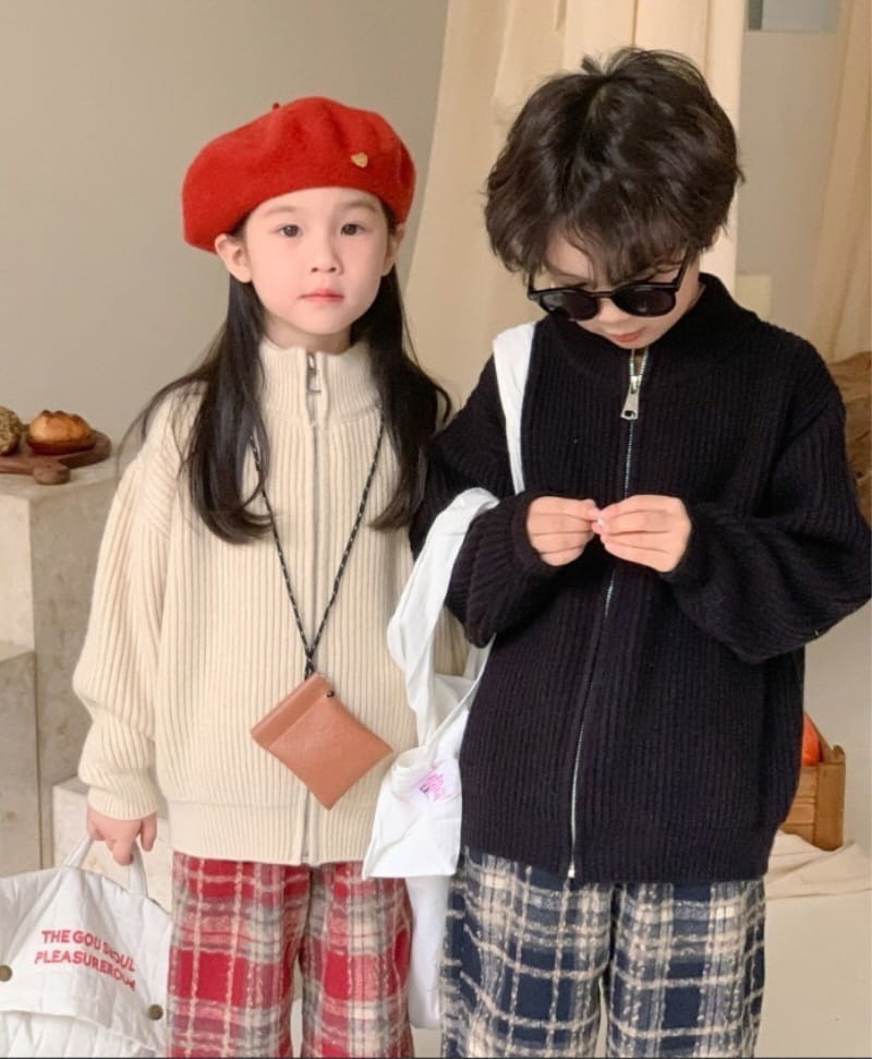 Little Rabbit - Korean Children Fashion - #kidsshorts - Fondue Knit Zip-Up - 3