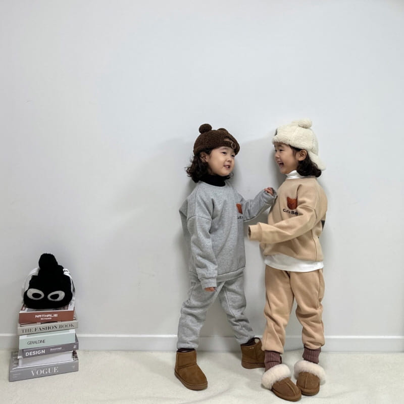 Little Rabbit - Korean Children Fashion - #kidzfashiontrend - Fleece Cute Bear Top Bottom Set - 2