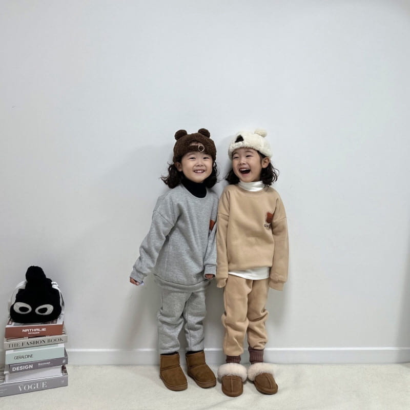 Little Rabbit - Korean Children Fashion - #Kfashion4kids - Fleece Cute Bear Top Bottom Set - 4