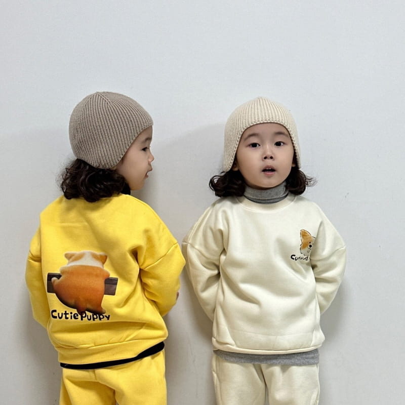 Little Rabbit - Korean Children Fashion - #minifashionista - Fleece Cute Puppy Top Bottom Set - 7