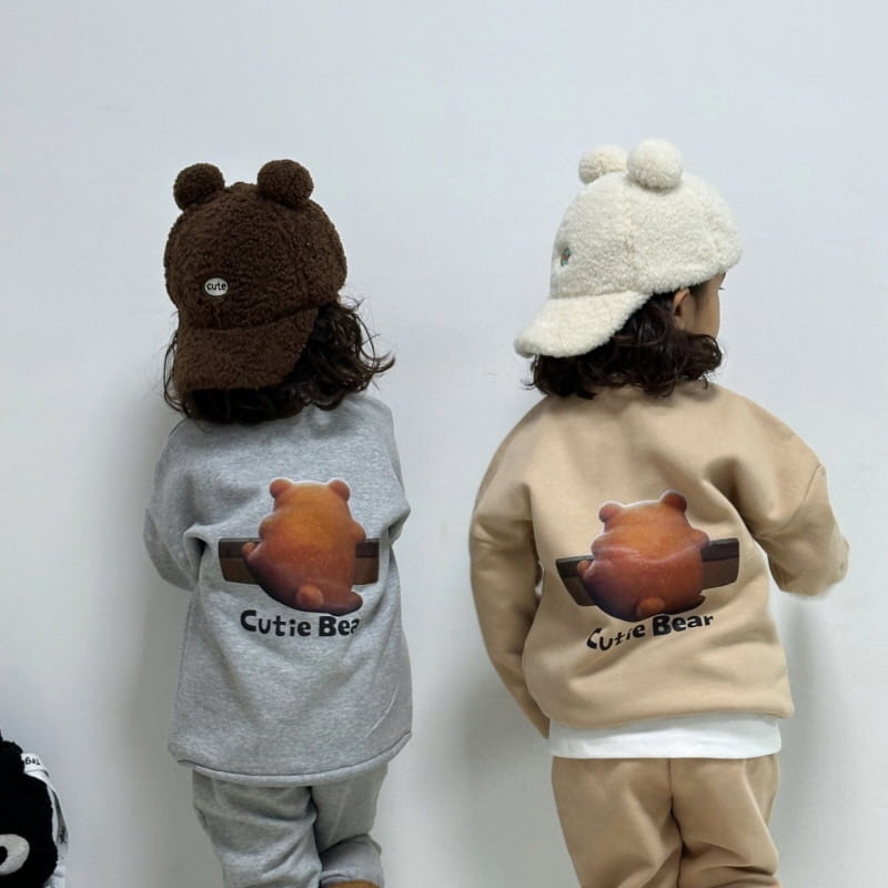 Little Rabbit - Korean Children Fashion - #minifashionista - Fleece Cute Bear Top Bottom Set - 6