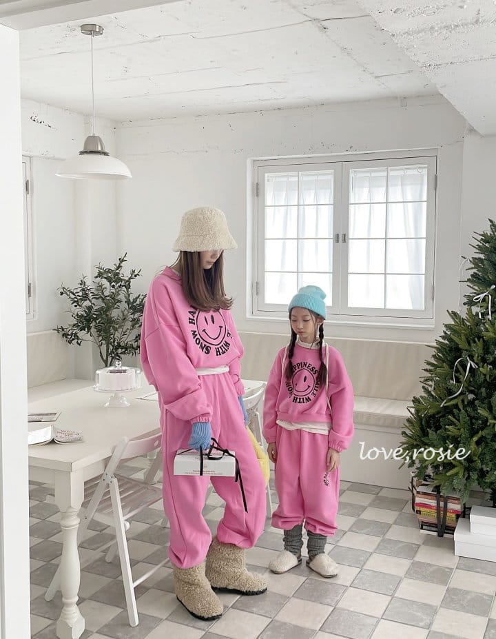 Love Rosie - Korean Children Fashion - #discoveringself - Smile Fleece Top Bottom Set With Mom - 10