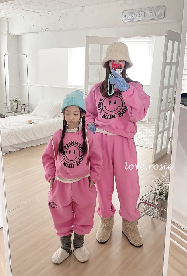 Love Rosie - Korean Children Fashion - #magicofchildhood - Smile Fleece Top Bottom Set With Mom
