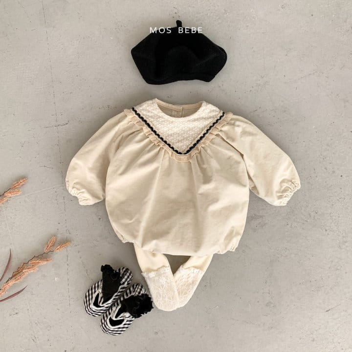 Mos Bebe - Korean Baby Fashion - #babyclothing - Latte Lace Body Suit - 2