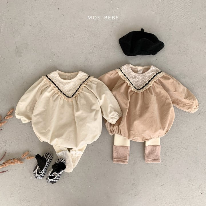Mos Bebe - Korean Baby Fashion - #babylifestyle - Latte Lace Body Suit - 6