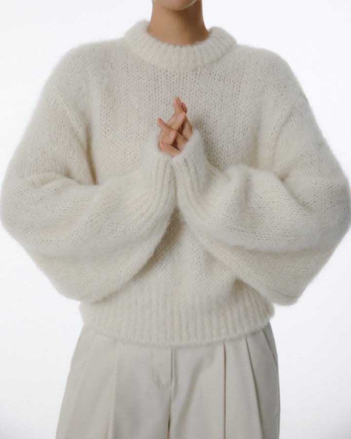 Paper Moon - Korean Women Fashion - #momslook - brushed hair alpaca kid balloon knit top - 5