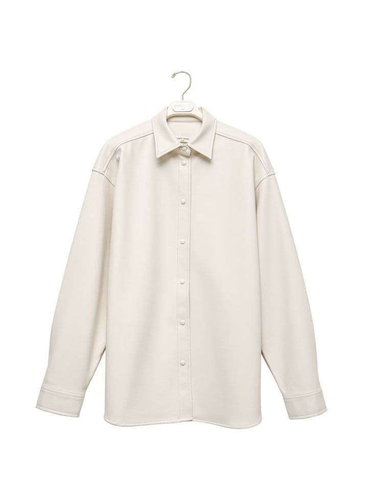 Paper Moon - Korean Women Fashion - #thelittlethings - classic oversized vegan leather button down shirt - 4