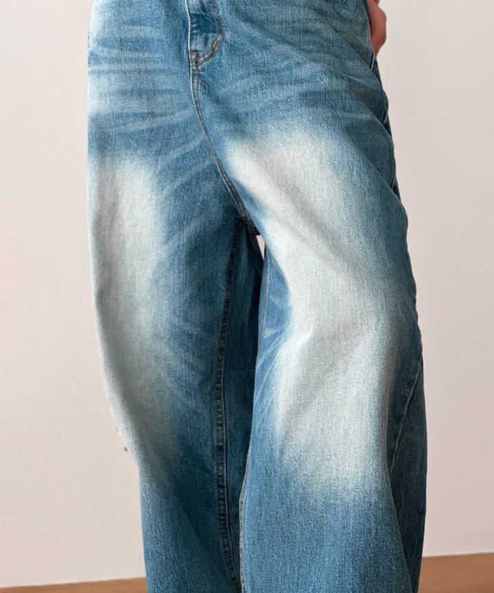 Paper Moon - Korean Women Fashion - #womensfashion - vintage blue distressed damage wash wide-leg jeans - 4