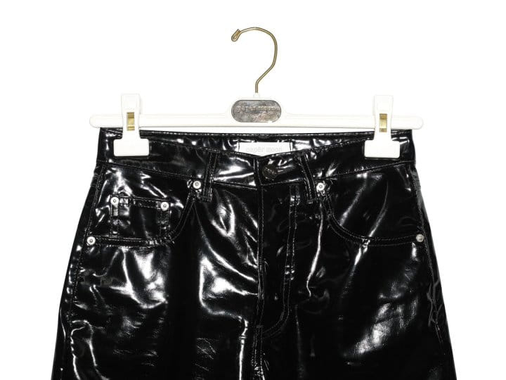 Paper Moon - Korean Women Fashion - #momslook - patent vegan leather coated straight pants - 7