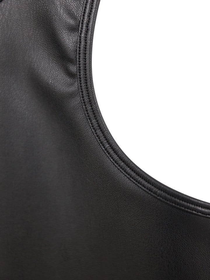 Paper Moon - Korean Women Fashion - #momslook - vegan leather cropped tank sleeveless top - 6