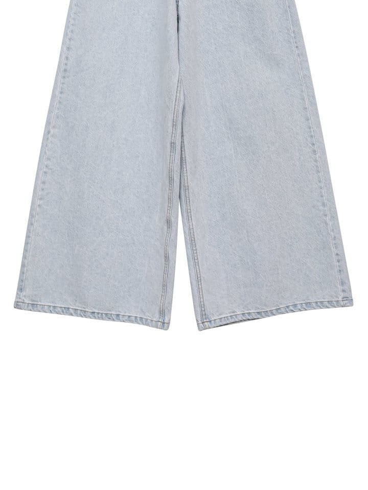 Paper Moon - Korean Women Fashion - #momslook - iced blue wide leg flared denim jeans - 8
