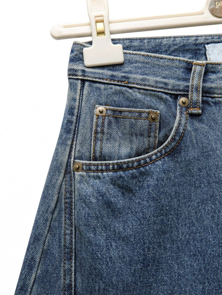 Paper Moon - Korean Women Fashion - #momslook - side stitch detail voulme blue denim jeans - 9