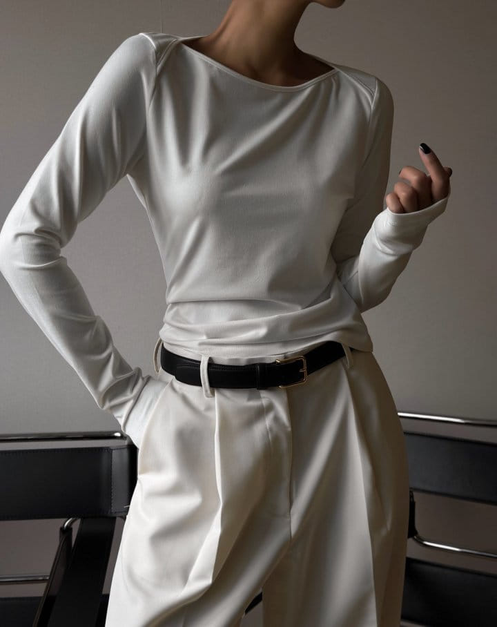Paper Moon - Korean Women Fashion - #momslook - boatneck detail long sleeved t - shirt - 3
