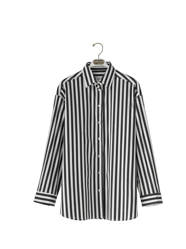 Paper Moon - Korean Women Fashion - #momslook -   Striped Pattern Oversized Button Down Shirt  - 2